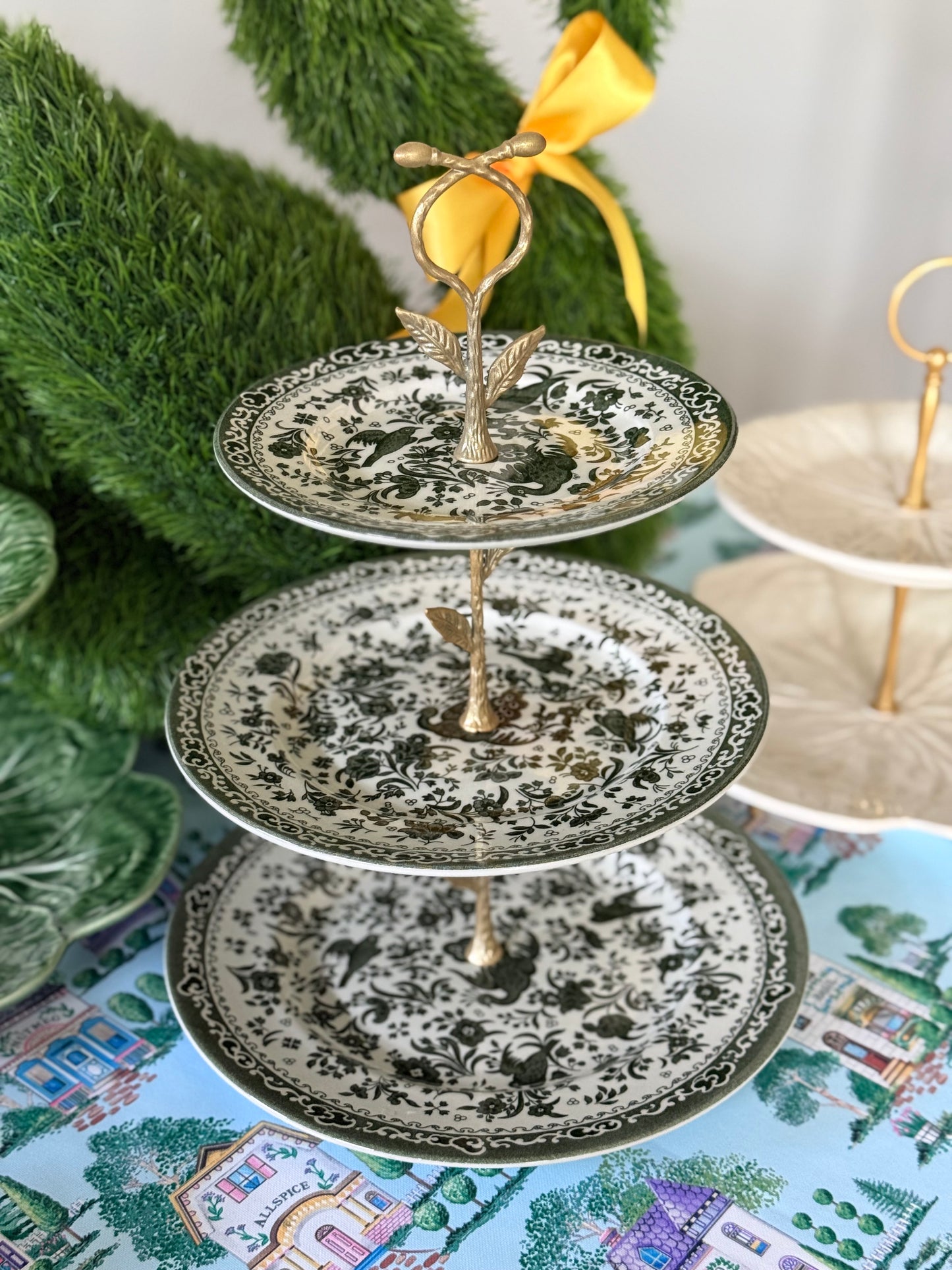 Burleigh Regal Peacock (Dark Green) Three Tiered Stand