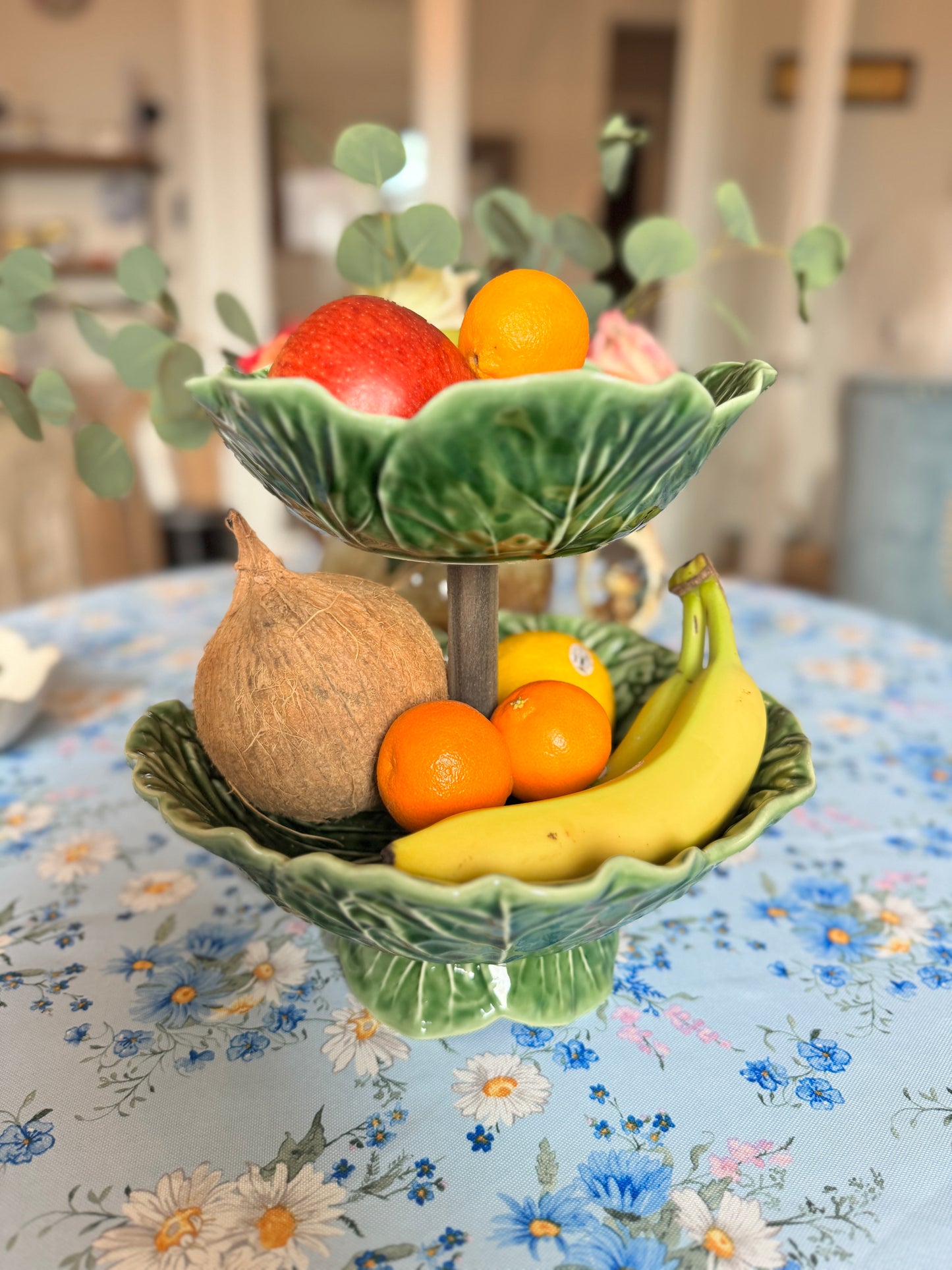 Handcrafted Bordallo Pinheiro Cabbage Bowl Fruit Stand – Tiered Produce & Dessert Display