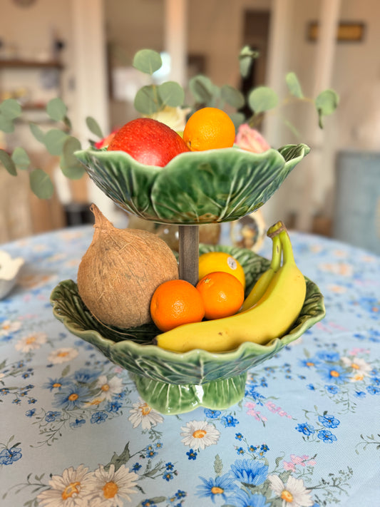 Handcrafted Bordallo Pinheiro Cabbage Bowl Fruit Stand – Tiered Produce & Dessert Display
