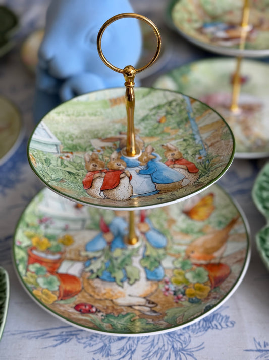 Peter Rabbit Two Tiered Stand – Baby Shower & Easter Dessert Stand | Storybook Nursery Decor (Food Safe)