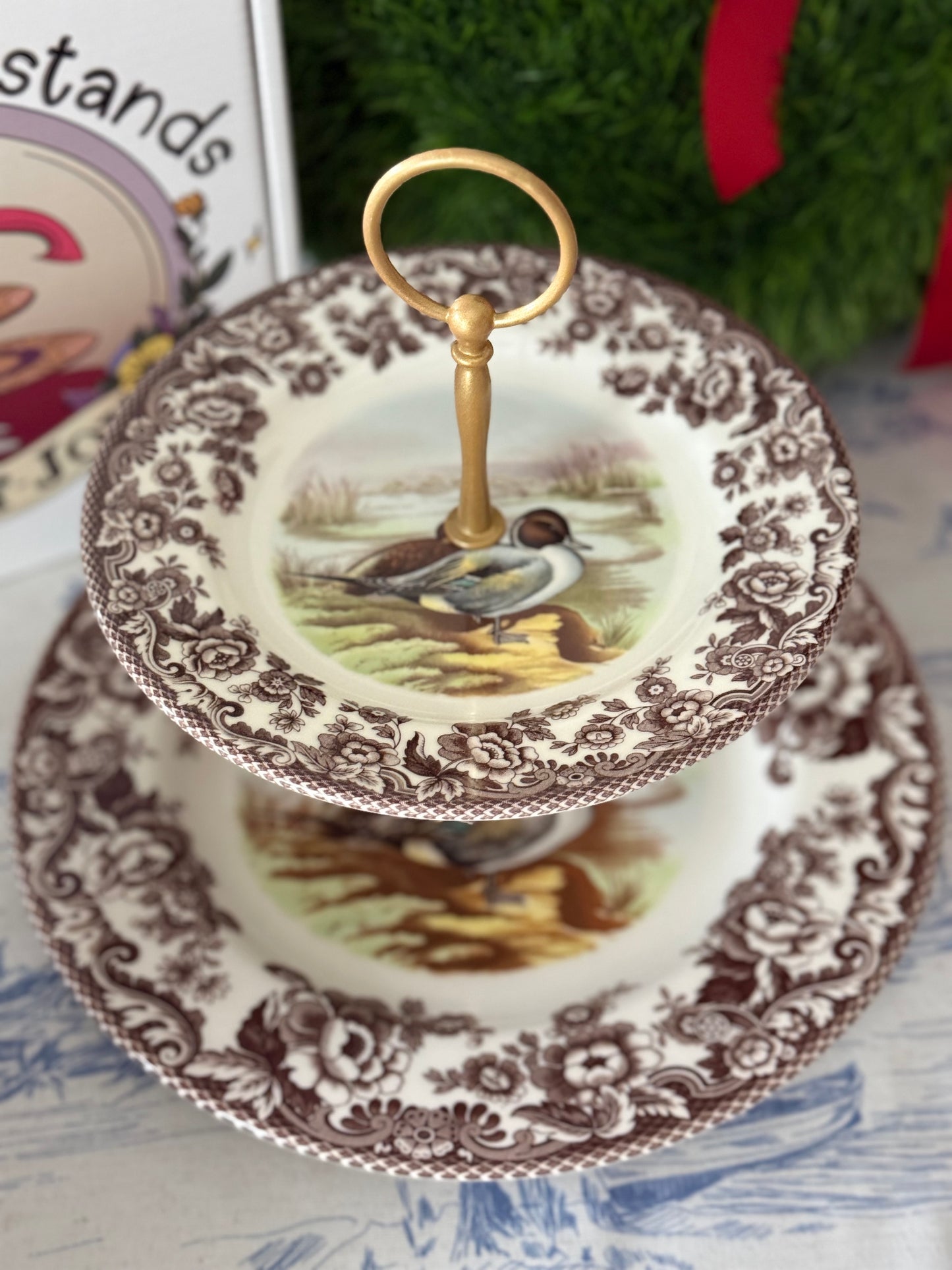 Spode Woodland Pintail Two-Tier Serving Stand