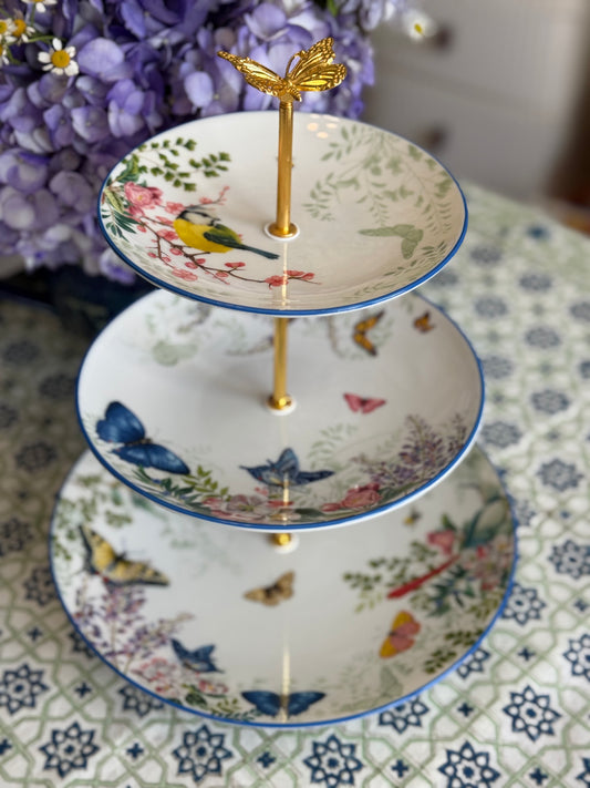 Pottery Barn Meadow Three Tiered Stand - Blue Tit