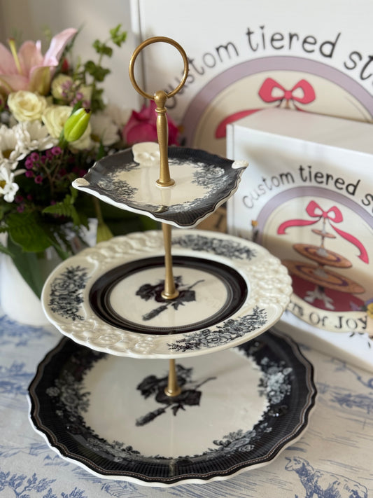 Spooky Soirée Three Tiered Serving Stand- Halloween Witch