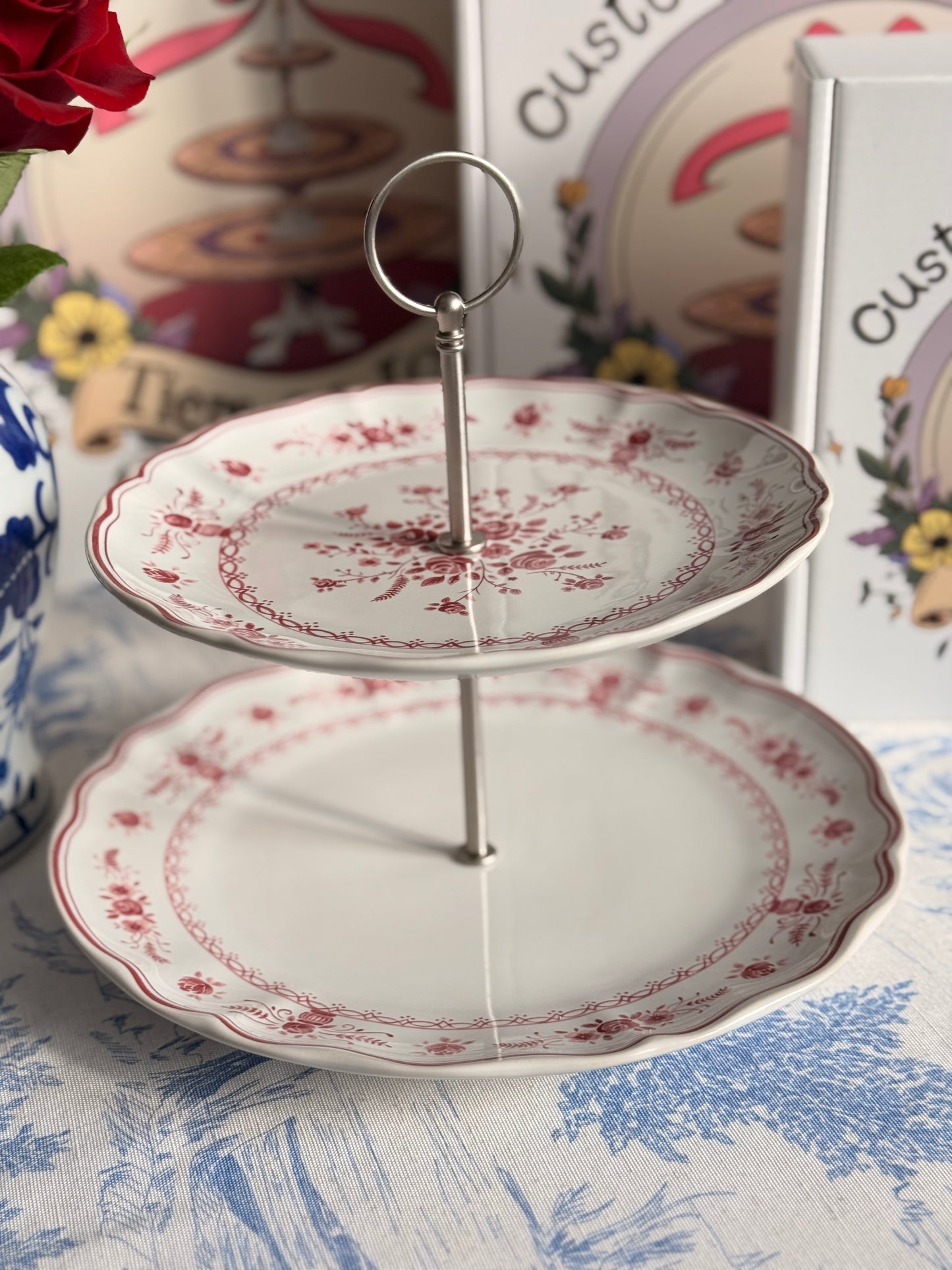 Costa Nova Vila Collection- Pink and White Two Tier Serving Stand