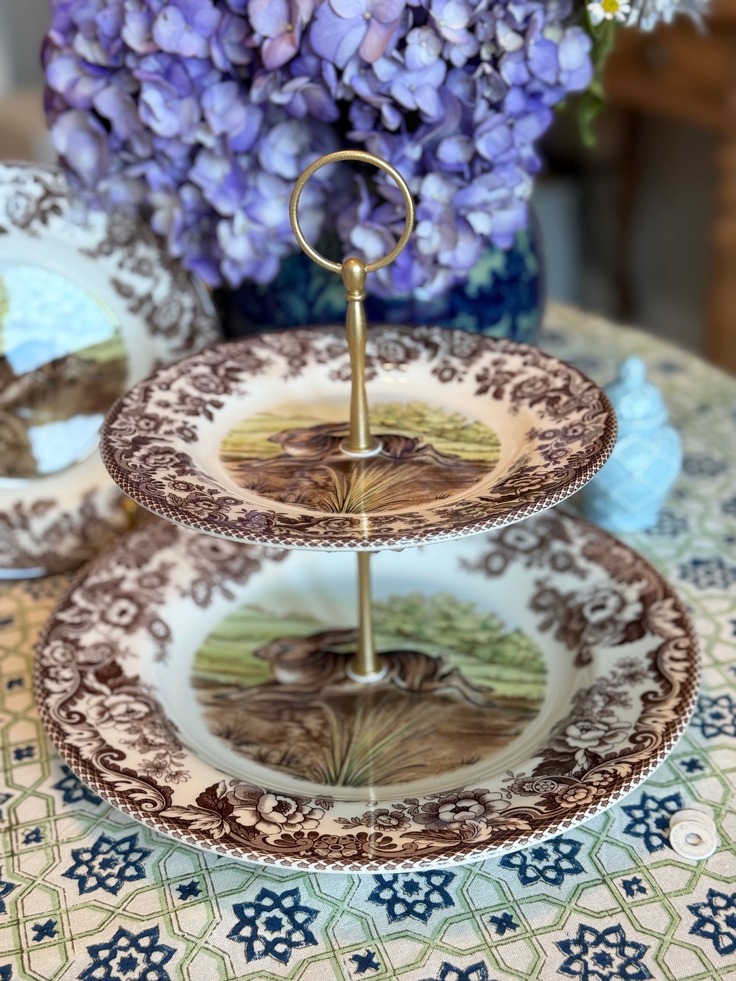 Spode Woodland Rabbits- Two Tiered Stand