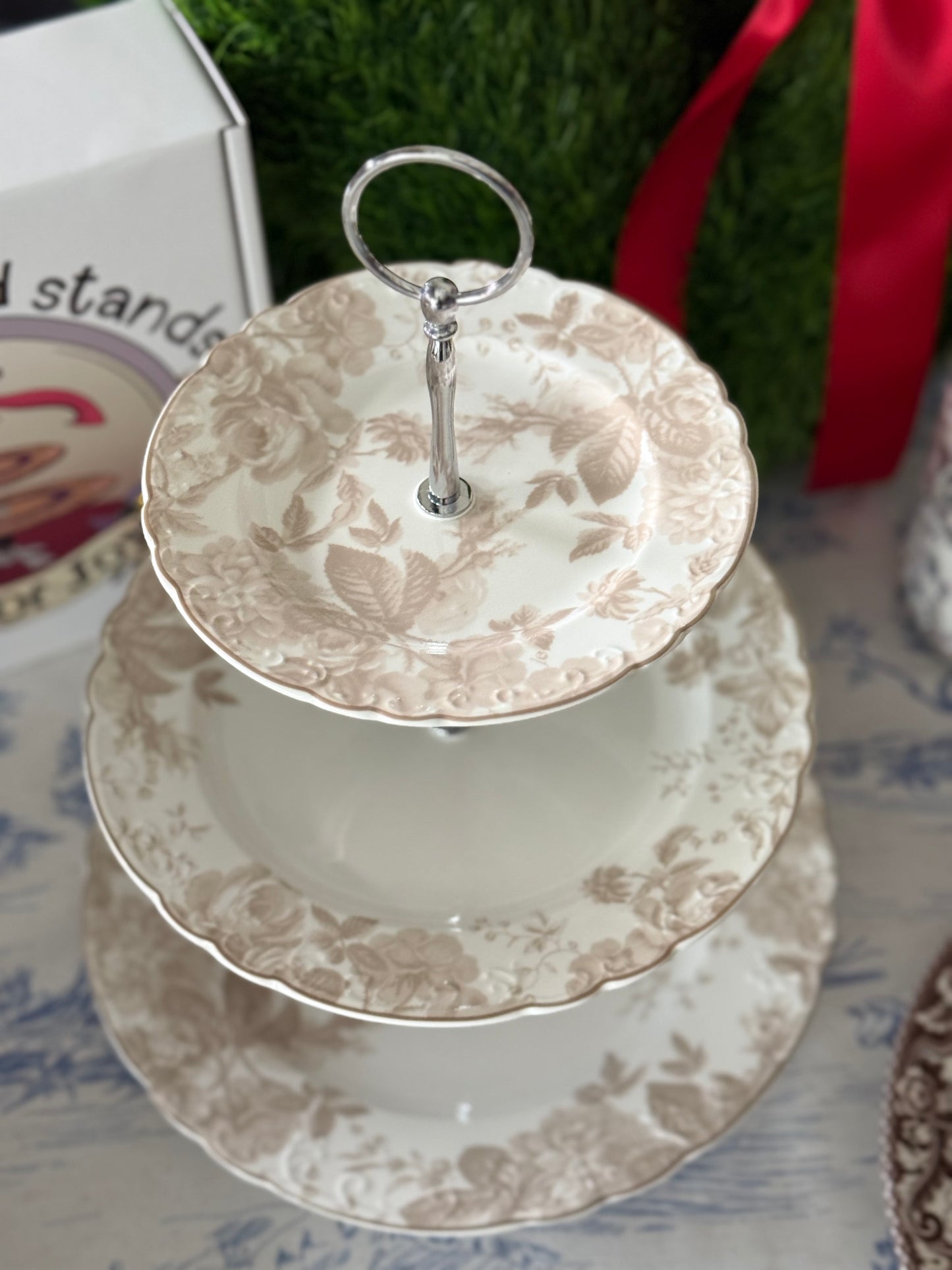 LoveShackFancy Neutral Three Tiered Serving Stand- Perfect for Fall!