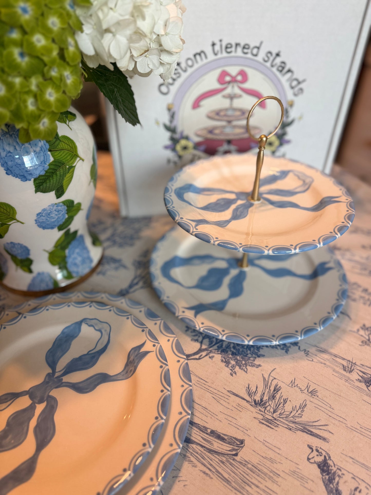 Mrs. Alice Blue Bow - Two Tiered Stand (10” base plate)