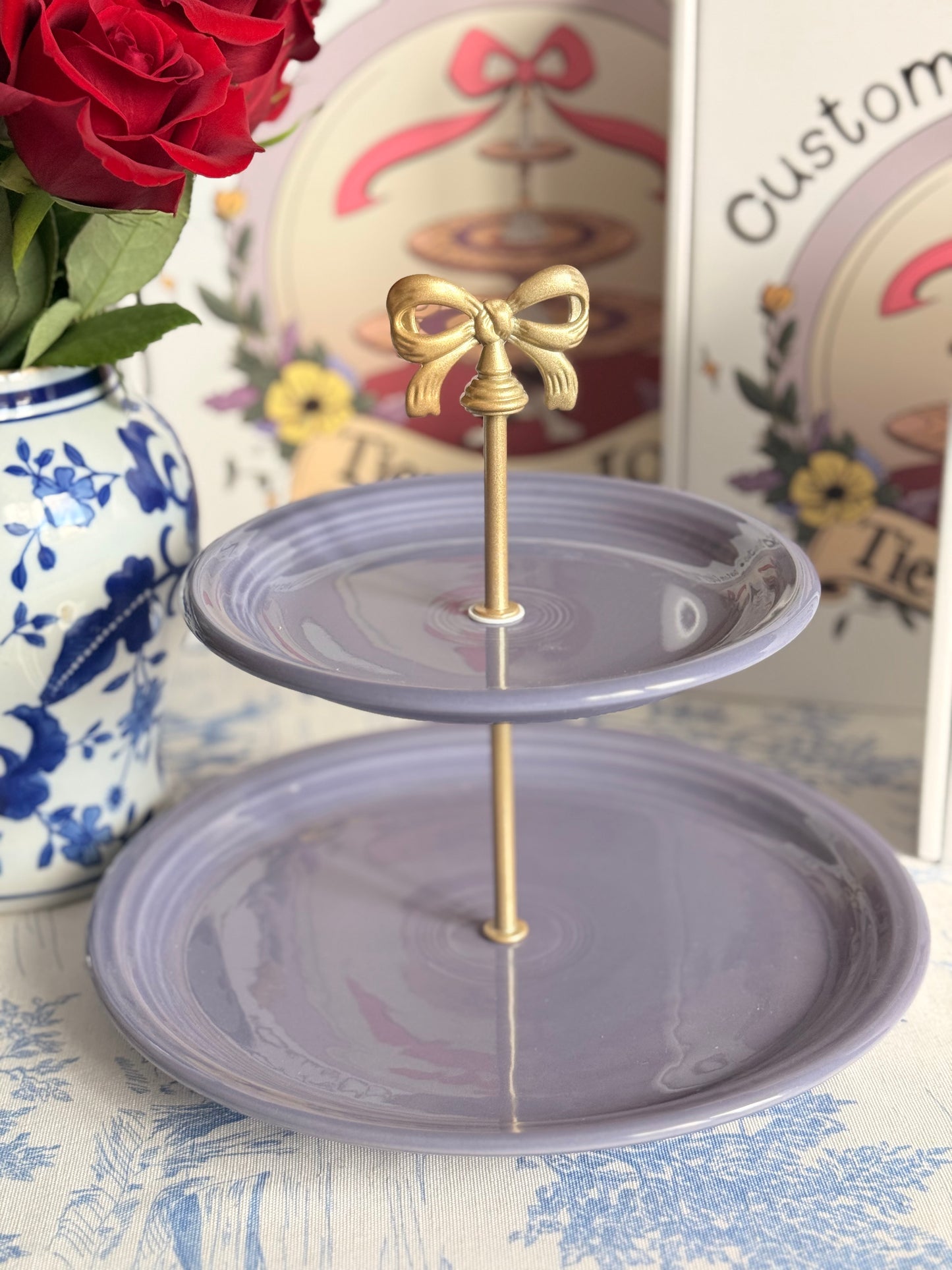 Fiesta Lavender Tiered Stand – 90th Anniversary Color | Two-Tier Serving Stand | Collectible Fiesta Display Stand