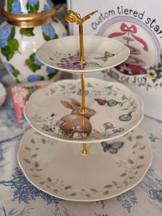 Lenox Butterfly Meadow Tiered Stand – Floral & Butterfly Three-Tier Server