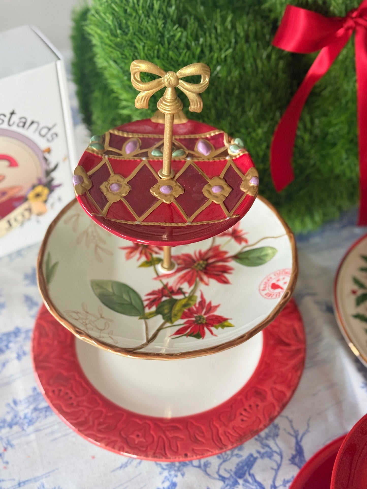 Fitz and Floyd Christmas Three Tiered Serving Stand