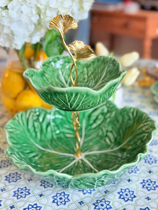Bordallo Pinheiro Cabbage Bowl Stand- Fruit Display and Kitchen Counter Decor