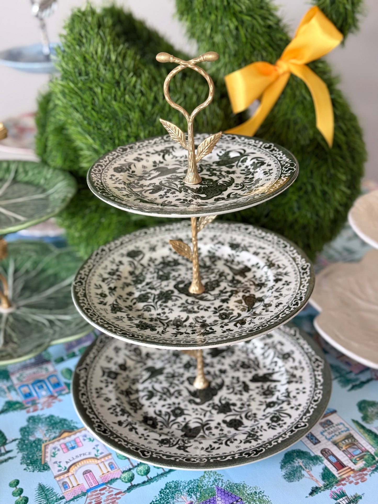 Burleigh Regal Peacock (Dark Green) Three Tiered Stand