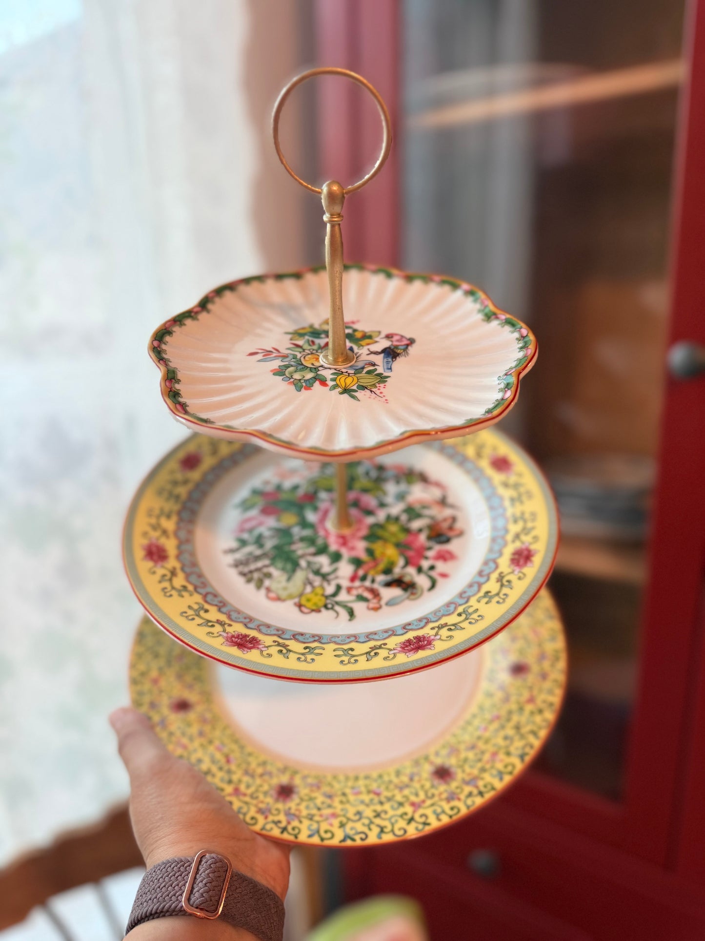 Williams Sonoma Famille Rose Three Tiered Stand- Yellow