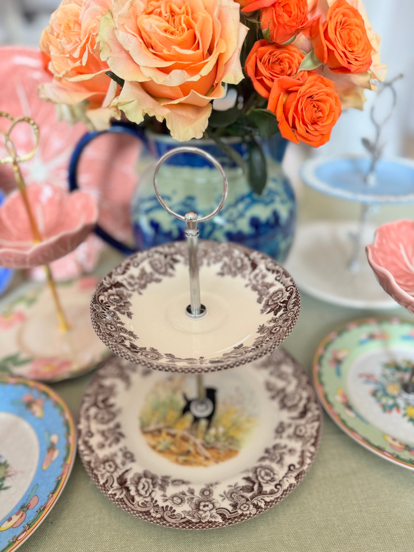 Spode Woodland Petite Two  Tiered Stand