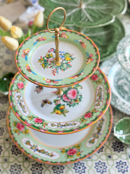 Famille Rose Green Three Tiered Stand