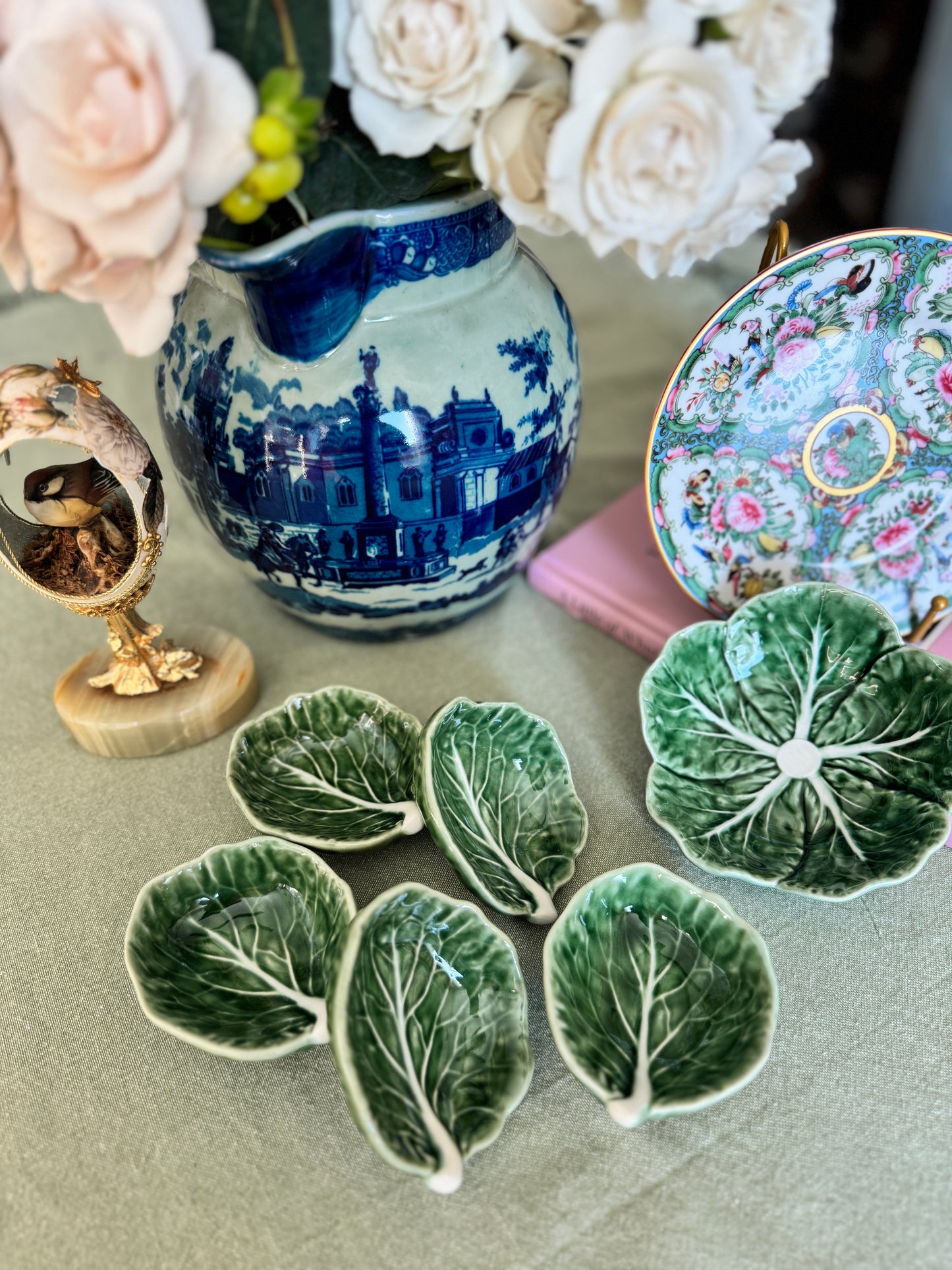 Mini Bordallo Pinheiro Cabbage Bowl – 3” Green Ceramic Dish (Sold Individually)