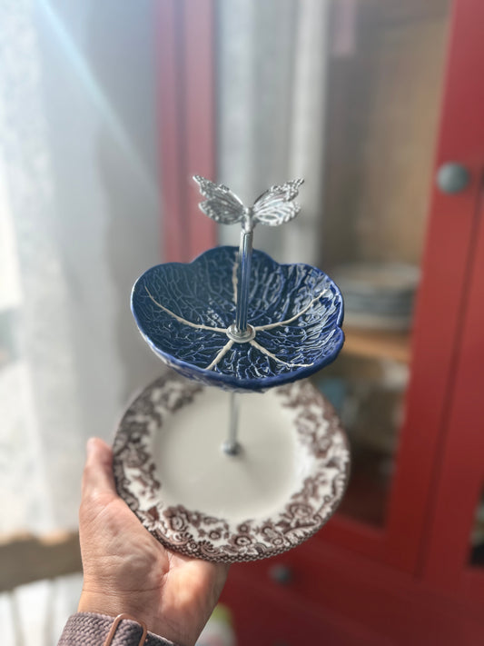 Spode Delamere and Blue Cabbage Petite Stand