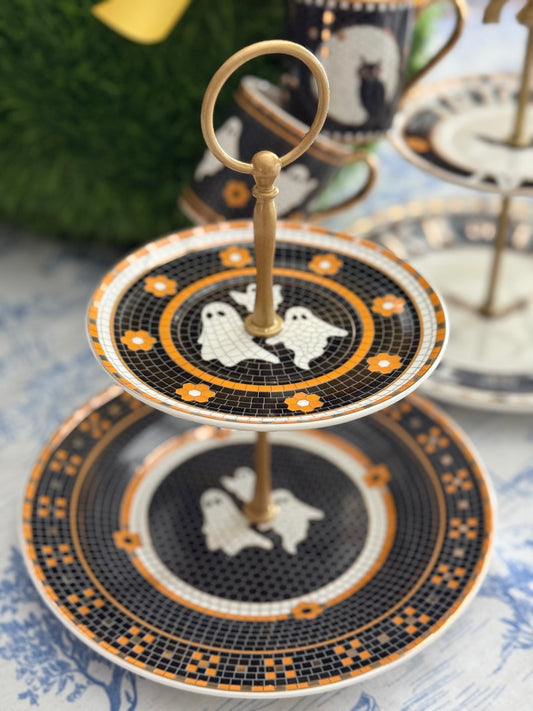 Bistro Tile Halloween Edition Two Tiered Stand