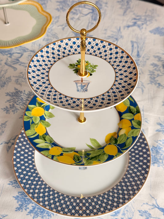 Limone Blue and White Three Tiered Stand