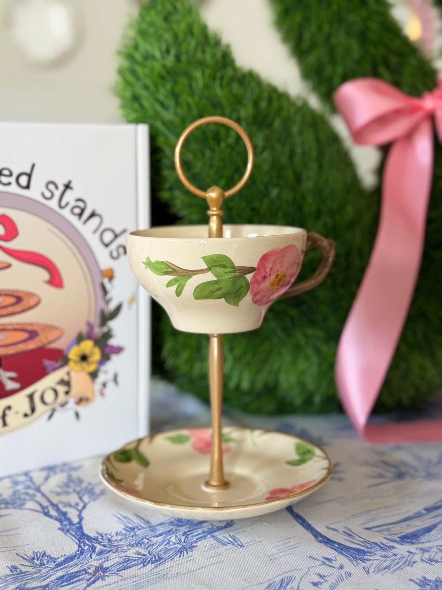 Franciscan Desert Rose (Made in England) Tea Cup Tiered Stand - Vintage
