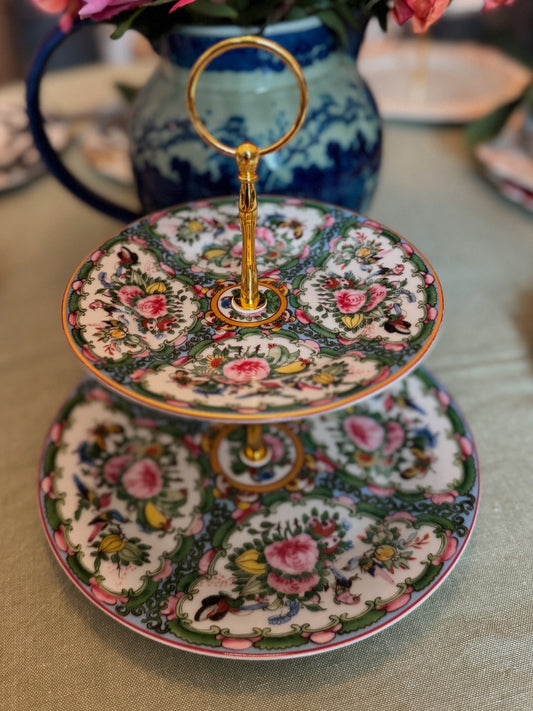 Williams Sonoma Famille Rose Two Tiered Stand