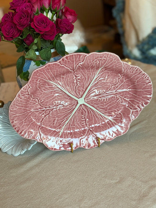 Bordallo Pinheiro Cabbage Pink Oval Platter - 14.5”