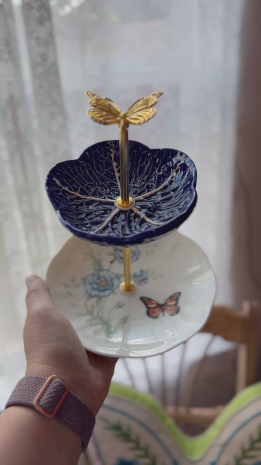 Blue Cabbage and Lenox Butterfly Meadows Petite Stand